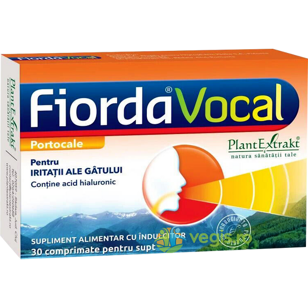 Fiorda Vocal pentru Iritatiile Gatului cu Aroma de Portocale 30cpr, PLANTEXTRAKT, Capsule, Comprimate, 1, Vegis.ro