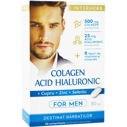 Colagen si Acid Hialuronic pentru Barbati 30cpr INTERHERB