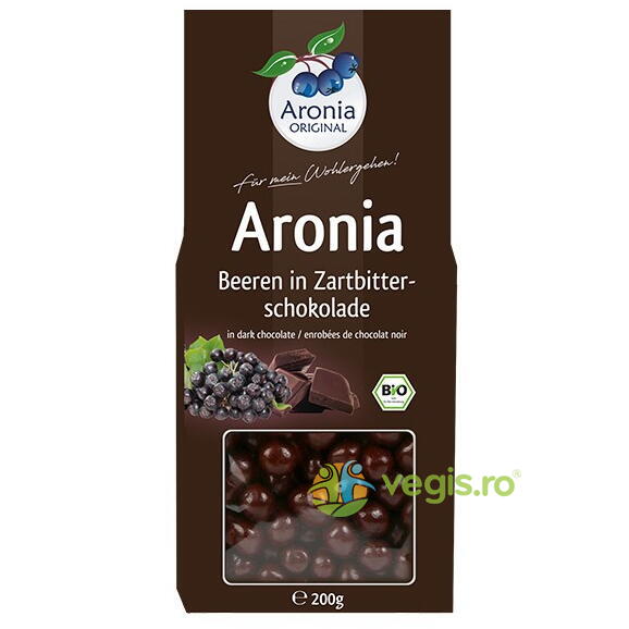 Fructe de Aronia Glazurate cu Ciocolata Ecologice/Bio 200g, ARONIA ORIGINAL, Gustari, Saratele, 1, Vegis.ro