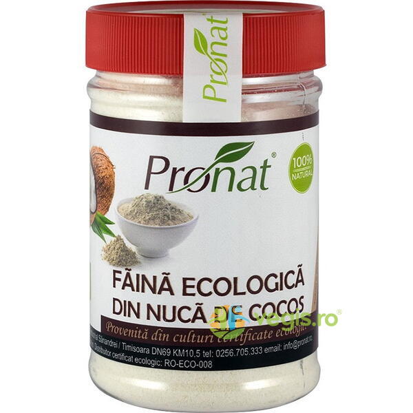 Faina din Nuca de Cocos Ecologica/Bio 130g, PRONAT, Faina, Tarate, Grau, 3, Vegis.ro