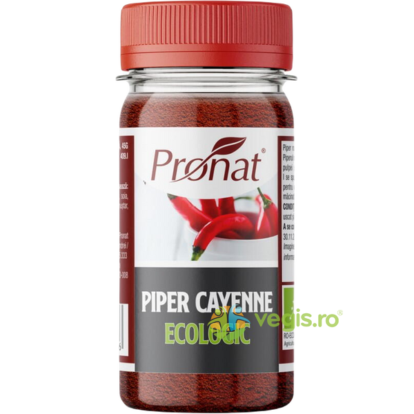 Piper Cayenne Ecologic/Bio 45g, PRONAT, Condimente, 1, Vegis.ro