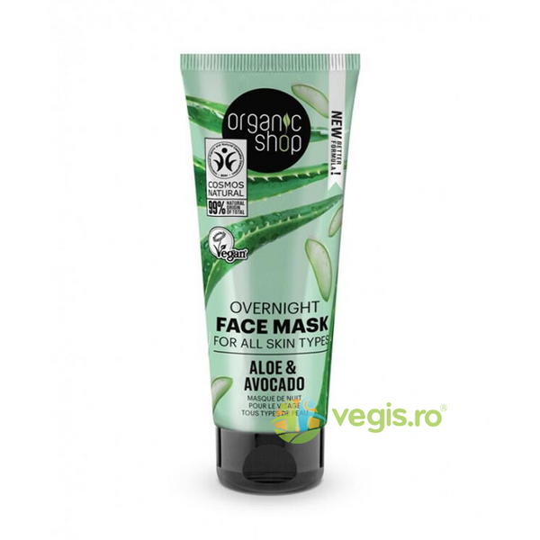 Masca Faciala de Noapte pentru Toate Tipurile de Ten cu Aloe si Avocado 75ml, ORGANIC SHOP, Cosmetice ten, 1, Vegis.ro