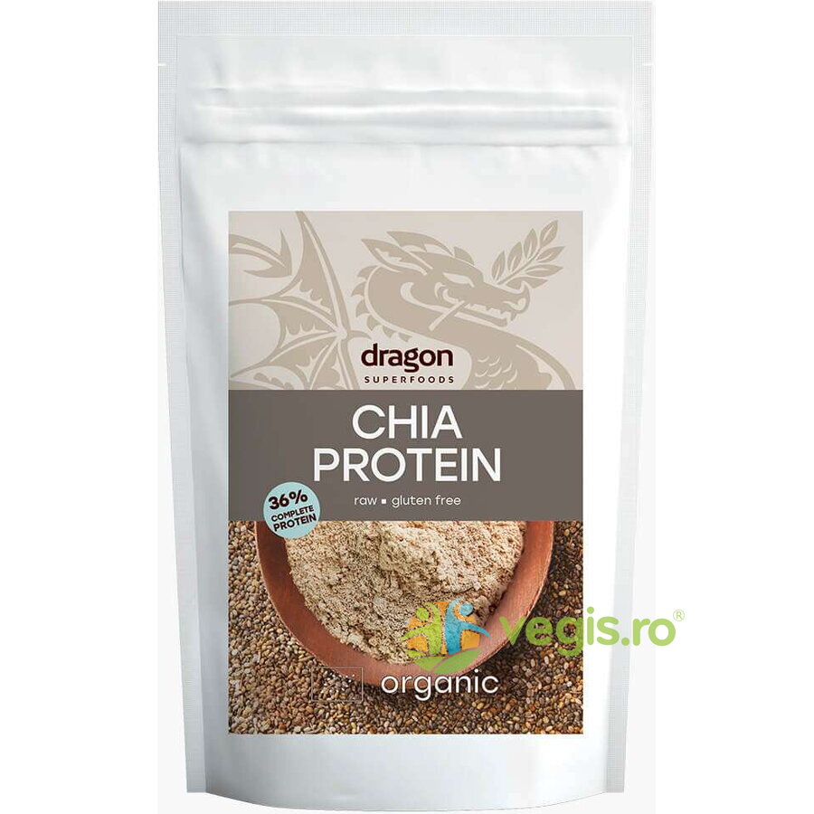 Chia Pudra Proteica fara Gluten Ecologica/Bio 200g Dragon Superfoods