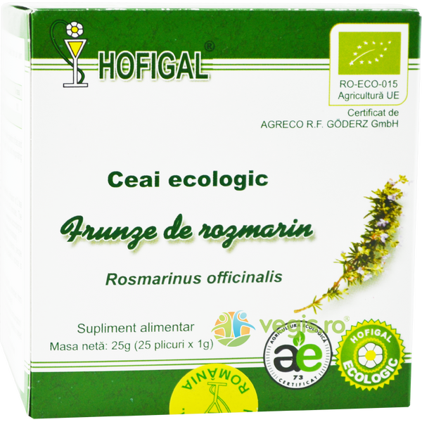 Ceai de Rozmarin Frunze Ecologic/Bio 25dz, HOFIGAL, Ceaiuri doze, 1, Vegis.ro