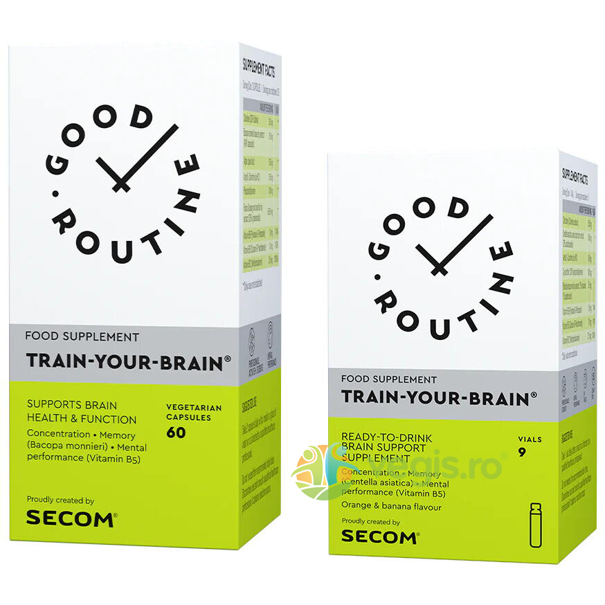 Pachet Train Your Brain 60cps + 9 fiole buvabile Secom, 1+1 Pachete 1+1