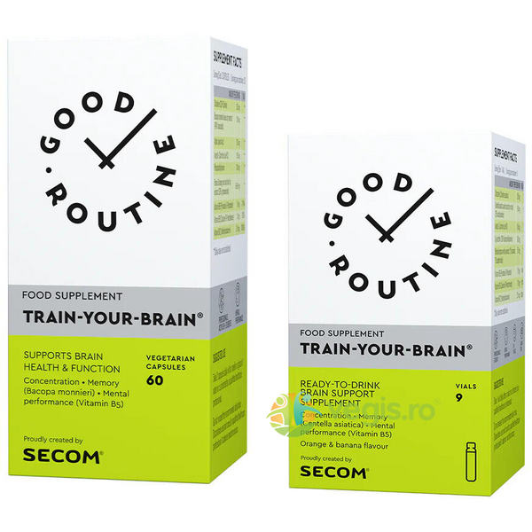 Pachet Train Your Brain 60cps + 9 fiole buvabile Secom,, GOOD ROUTINE, Pachete Suplimente, 1, Vegis.ro