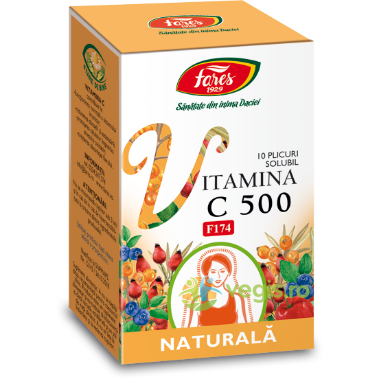 Vitamina C 500 Naturala Solubila F174 10dz, FARES, Vitamina C, 1, Vegis.ro