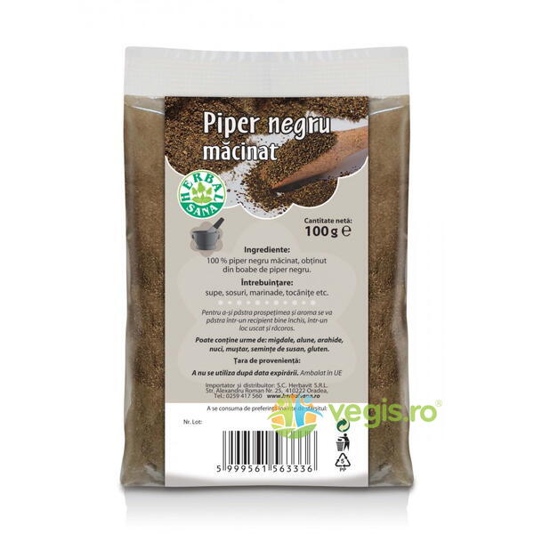 Piper Negru Macinat 100g, HERBAVIT, Condimente, 1, Vegis.ro