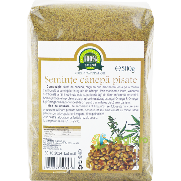 Seminte de Canepa Pisate 500g, CARMITA, Seminte de Canepa, 1, Vegis.ro