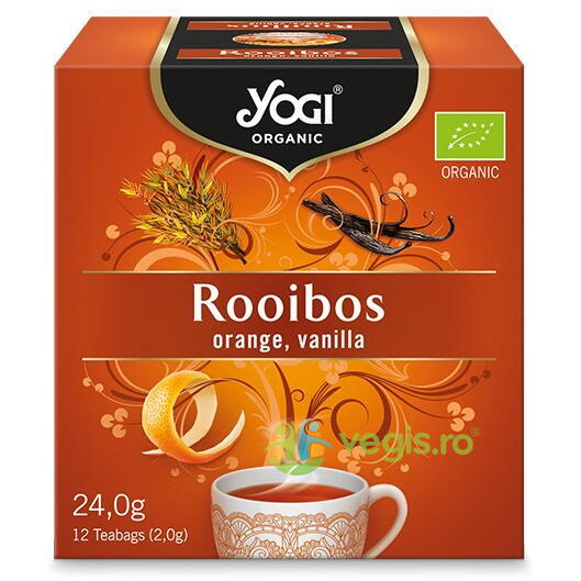 Ceai Rooibos cu Portocale si Vanilie Ecologic/Bio 12 plicuri, YOGI TEA, Ceaiuri doze, 2, Vegis.ro