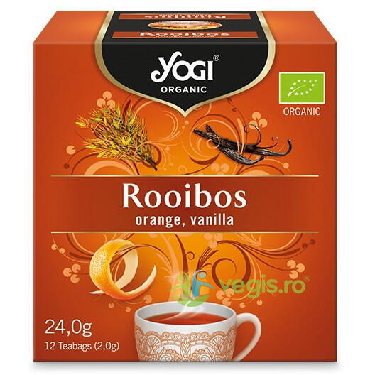 Ceai Rooibos cu Portocale si Vanilie Ecologic/Bio 12 plicuri, YOGI TEA, Ceaiuri doze, 2, Vegis.ro