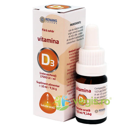 Vitamina D3 1700UI/ml 10ml, RENANS PHARMA, Suplimente Lichide, 1, Vegis.ro