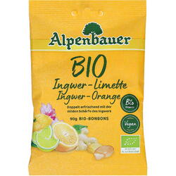 Bomboane cu Aroma de Ghimbir, Lime si Portocala Ecologice/Bio 90g ALPENBAUER