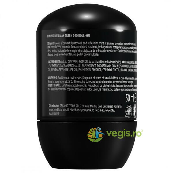 Deodorant Natural pentru Barbati Max Green 50ml, NIMBIO, Deodorante naturale, 3, Vegis.ro