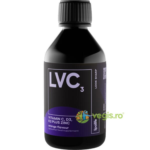 LVC3 - Vitamina C, D3, K2 + Zinc Lipozomale 250ml, LIPOLIFE, Suplimente Lichide, 1, Vegis.ro