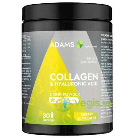 Collagen si Acid Hialuronic Pulbere Instant cu Aroma de Vanilie  600g, ADAMS VISION, Pulberi & Pudre, 1, Vegis.ro