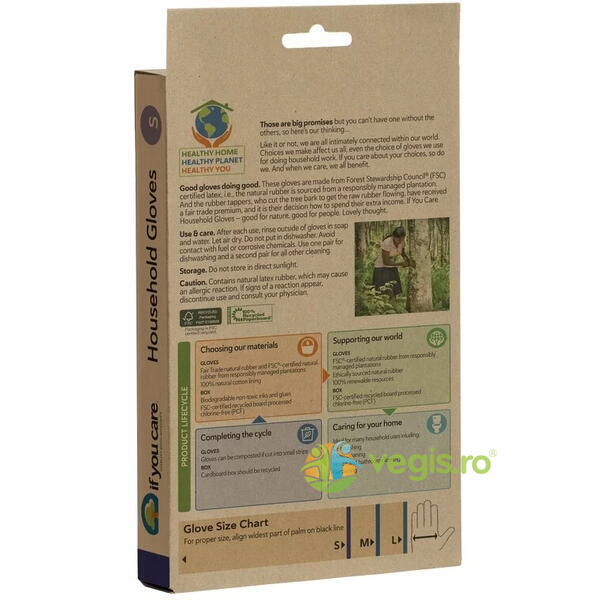 Manusi din Cauciuc Natural pentru Uz Casnic Marimea M 1 pereche, IF YOU CARE, Produse auxiliare, 3, Vegis.ro