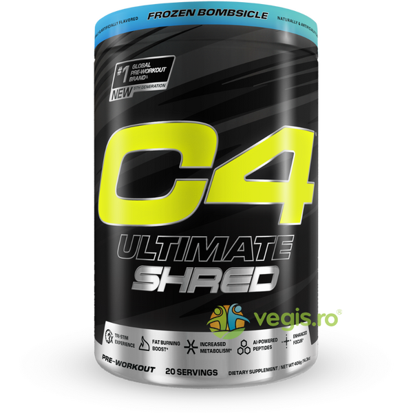 Cellucor C4 Ultimate Shred Pre-Workout - Formula Avansata pentru Definire cu Aroma de Frozen Bombsicle 406g, NUTRABOLT, Nutritie sportiva, 2, Vegis.ro