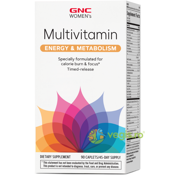 Complex de Multivitamine pentru Femei Women's Multivitamin Energy & Metabolism 90tb, GNC, Capsule, Comprimate, 8, Vegis.ro
