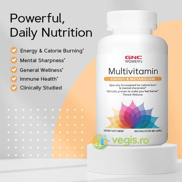 Complex de Multivitamine pentru Femei Women's Multivitamin Energy & Metabolism 90tb, GNC, Capsule, Comprimate, 8, Vegis.ro