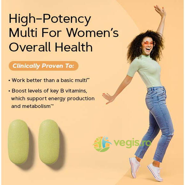 Complex de Multivitamine pentru Femei Women's Multivitamin Energy & Metabolism 90tb, GNC, Capsule, Comprimate, 8, Vegis.ro