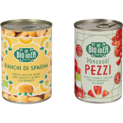 LA BIO IDEA, Pachet Fasole Mare Alba Ecologica/Bio 400g + Rosii Decojite Maruntite Ecologice/Bio 400g, Vegis.ro