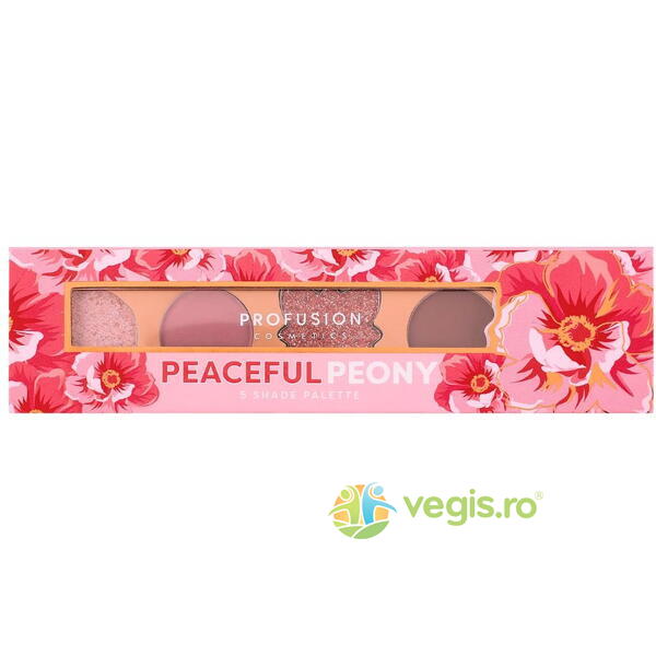 Paleta Farduri de Pleoape 5 Nuante Peaceful Peony 4.58g, PROFUSION COSMETICS, Machiaje naturale, 2, Vegis.ro