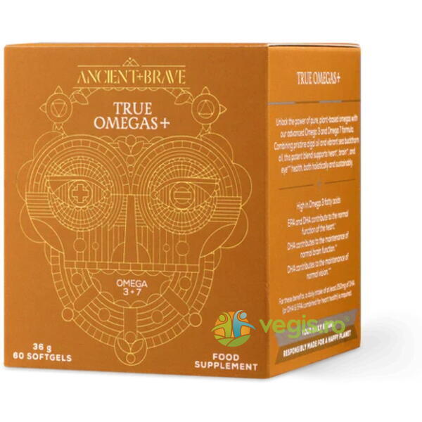 True Omega+ (Omega-3, Omega-7) 60cps moi, ANCIENT AND BRAVE, Capsule, Comprimate, 4, Vegis.ro