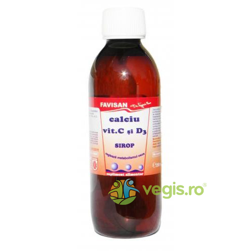 Sirop Calciu + Vitamina C + D3 250ml, FAVISAN, Siropuri, Sucuri naturale, 1, Vegis.ro