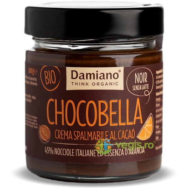 Crema de Ciocolata Neagra cu Portocale si 45% Alune de Padure fara Gluten Ecologica/Bio 200g, DAMIANO, Creme tartinabile, 4, Vegis.ro