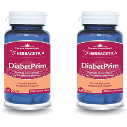 Pachet Diabet Prim 60cps+60cps (50% reducere la al doilea produs) HERBAGETICA
