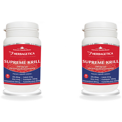 Pachet Supreme Krill Oil Omega 3 30cps + 30cps HERBAGETICA