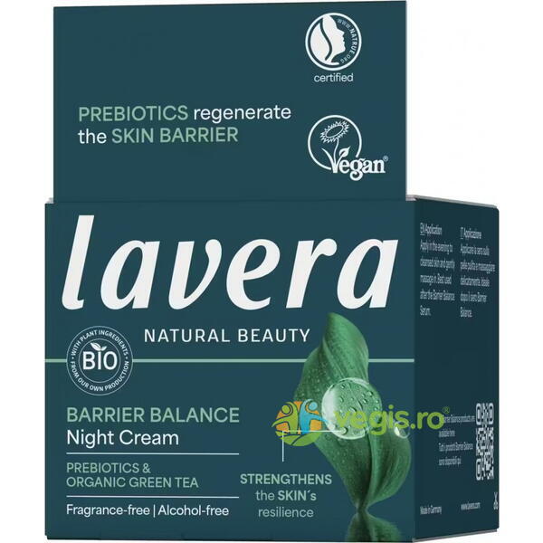 Crema de Noapte Echilibranta Unisex cu Prebiotice fara Parfum Barrier Balance 50ml, LAVERA, Cosmetice ten, 5, Vegis.ro
