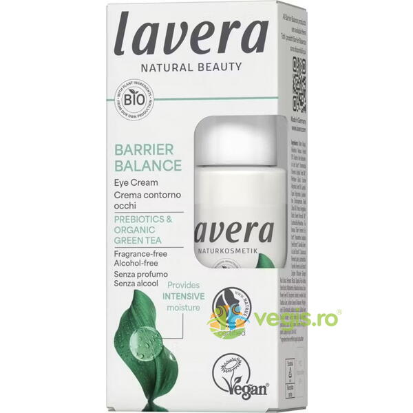Crema de Ochi Unisex Anti-Cearcan cu Prebiotice fara Parfum Barrier Balance 15ml, LAVERA, Cosmetice Ochi, 4, Vegis.ro