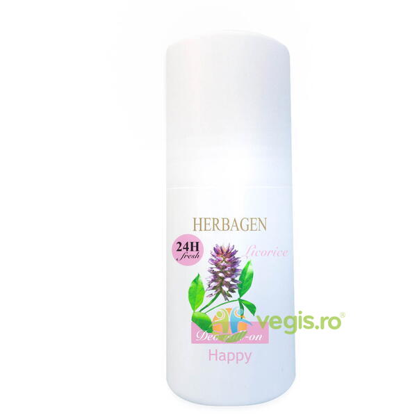 Deodorant Roll-On cu Extract de Licorice (Lemn Dulce) Happy 50ml, HERBAGEN, Deodorante naturale, 1, Vegis.ro