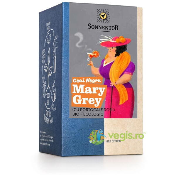 Ceai Negru Mary Grey cu Portocale Rosii Ecologic/Bio 90g, SONNENTOR, Ceaiuri vrac, 1, Vegis.ro