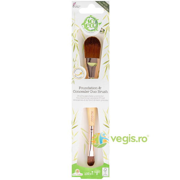 Pensula pentru Fond de Ten si Concealer cu Capat Dublu 1buc, SO ECO, Machiaje naturale, 5, Vegis.ro