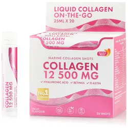 Colagen Marin Hidrolizat Lichid 12.500mg (Acid Hialuronic 50mg + Retinol 800mcg + Elastina 10mg + MSM 200mg + Zinc10 mg + Vitaminele C, B5, D3, K2) 20 fiole SWEDISH NUTRA
