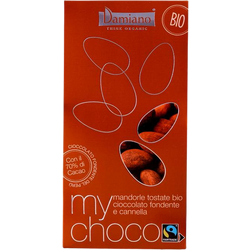 Praline din Migdale Invelite in Ciocolata Neagra cu Scortisoara Ecologice/Bio 100g DAMIANO