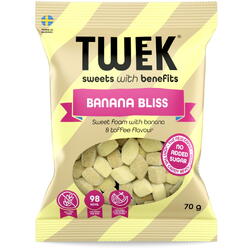 TWEEK, Jeleuri Moi cu Gust de Banana si Toffee cu Stevie fara Zahar Adaugat Banana Bliss 70g, Vegis.ro