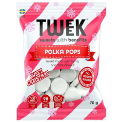 TWEEK, Jeleuri Spumoase cu Aroma de Capsuni si Menta cu Stevie fara Zahar Adaugat Polka Pops 70g, Vegis.ro