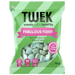 TWEEK, Jeleuri Spumoase Dulci-Acrisoare cu Aroma de Pere cu Stevie fara Zahar Adaugat Fabulous Foam 70g, Vegis.ro