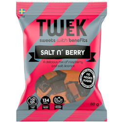 TWEEK, Jeleuri Mix cu Aroma de Zmeura si Lemn-Dulce Sarat cu Stevie fara Zahar Adaugat Salt'n Berry 80g, Vegis.ro