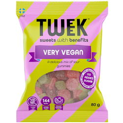TWEEK, Jeleuri cu Aroma de Citrice si Fructe de Padure cu Stevie fara Zahar Adaugat Very Vegan 80g, Vegis.ro