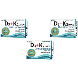 COSMOPHARM, Pachet Vitamina D3 + K2 (Duo Lipozomal) 3x30cps, Vegis.ro