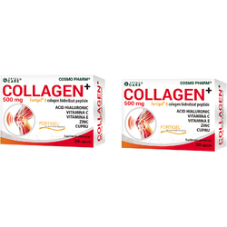 Pachet Colagen Hidrolizat Peptide (Collagen+Fortigel ® B) 500mg 30cps + 30cps COSMOPHARM