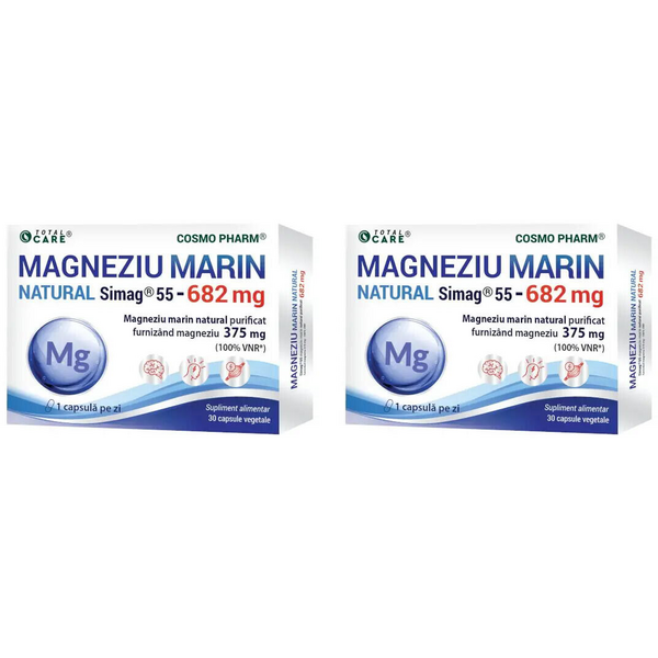 Pachet Magneziu Marin Natural Simag®55 682mg 30cps + 30cps, COSMOPHARM, Pachete Suplimente, 1, Vegis.ro