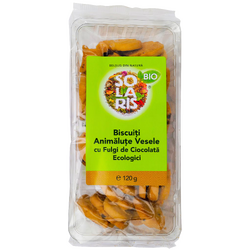 Biscuiti Animalute Vesele cu Fulgi de Ciocolata Ecologici/Bio 120g SOLARIS