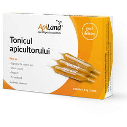 Tonicul Apicultorului - Laptisor de Matca Pur, Miere, Propolis si Polen 10 fiole x 10ml APILAND